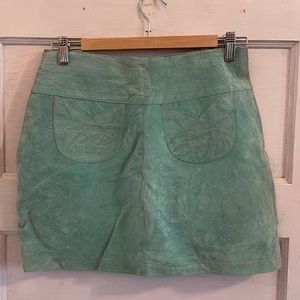 Turquoise Suede Mini Skirt
